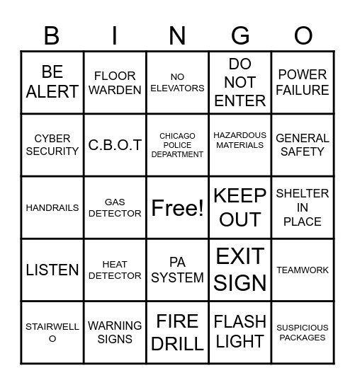 SAFETY BINGO Card