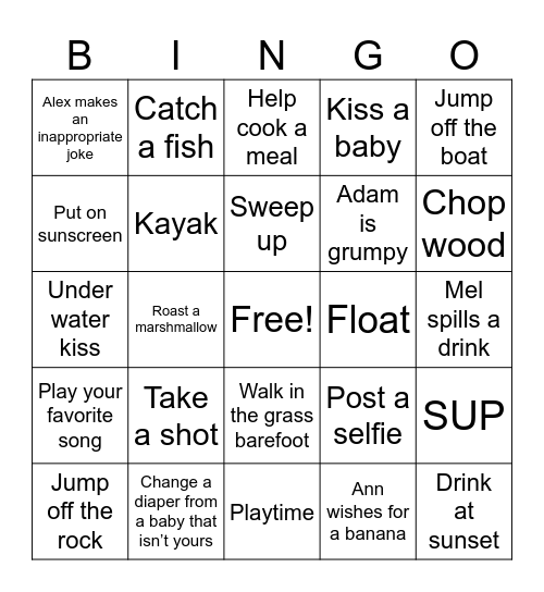 Cottage Bingo Card