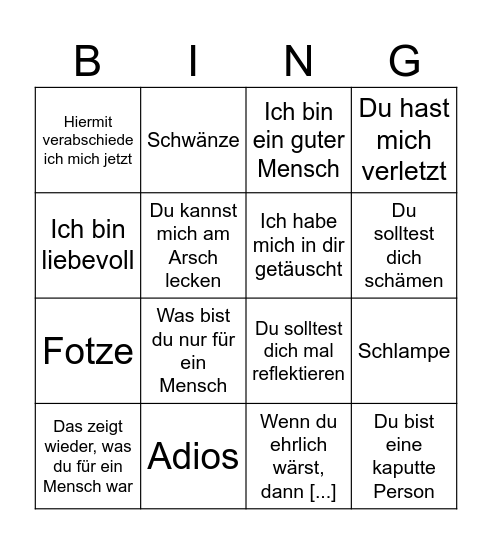 Narzisstenbingo Card