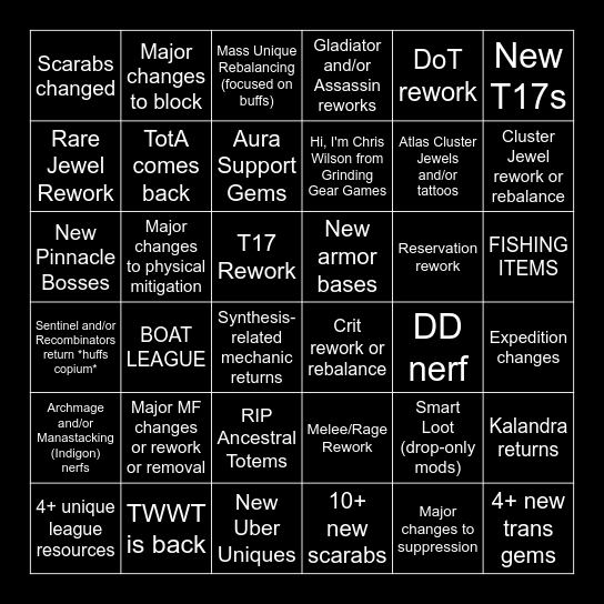 Tuca(ta)no Bingo Card