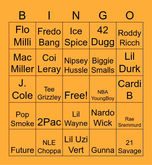 RAP BINGO Card