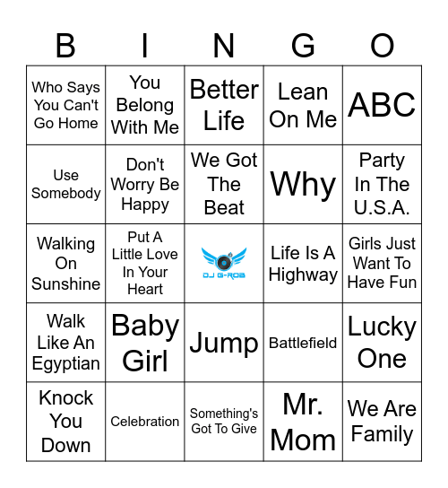 Kidz Bop Bingo Card