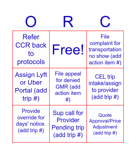 ORC ENGAGEMENT COMMITTEE BINGO! Bingo Card