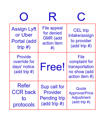 ORC ENGAGEMENT COMMITTEE BINGO! Bingo Card