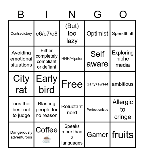 what you kids call a bingo Card