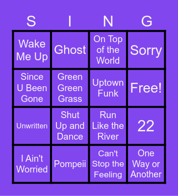 Feel Good Songs Bingo Card
