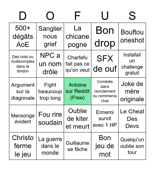 Donjon Blops Bingo Card