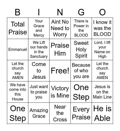 GOSPEL BINGO Card