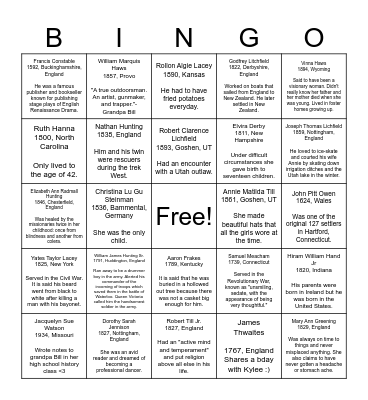 Lichfield Reunion 2024 BINGO Card