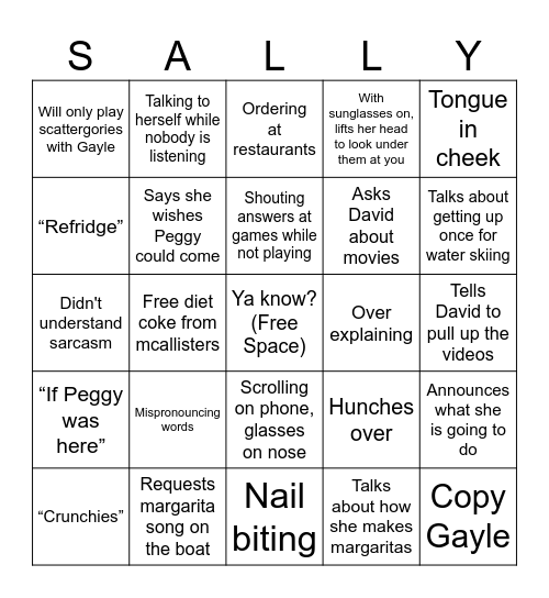 Sally bingo Card