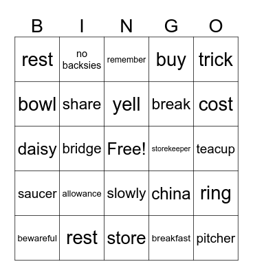 A Bargain for Frances Bingo Card