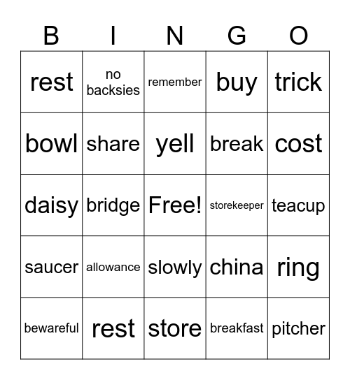 A Bargain for Frances Bingo Card