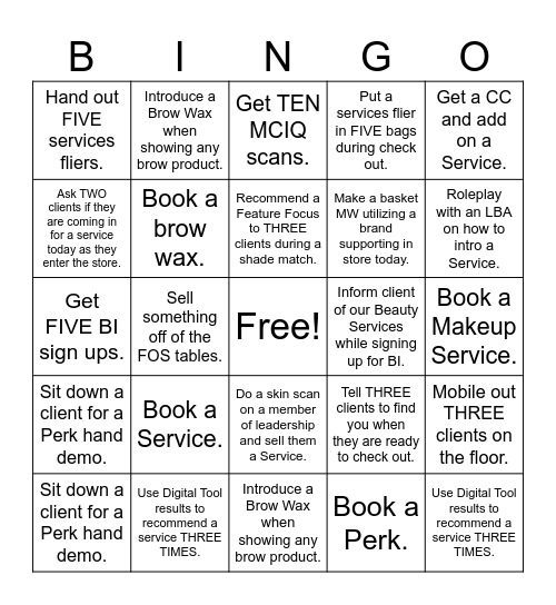 Bold Beauty services BINGO! Bingo Card