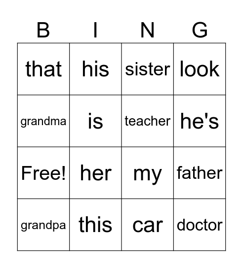 this is my father Bingo Card