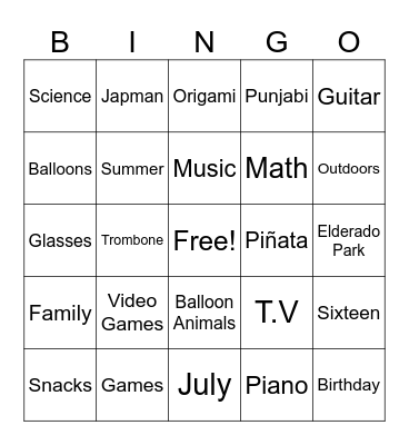 Japman's Birthday Bingo! Bingo Card
