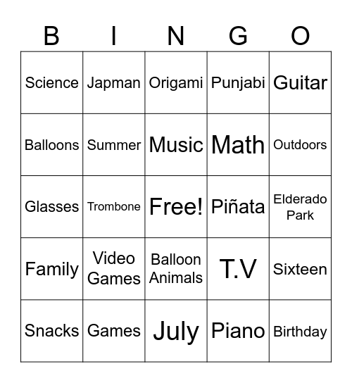Japman's Birthday Bingo! Bingo Card