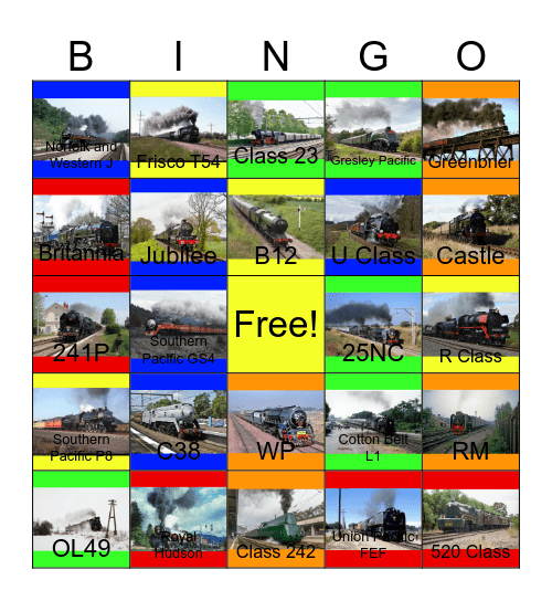 Passenger Steam Locomotives Past, Present and Preservation Bingo Card