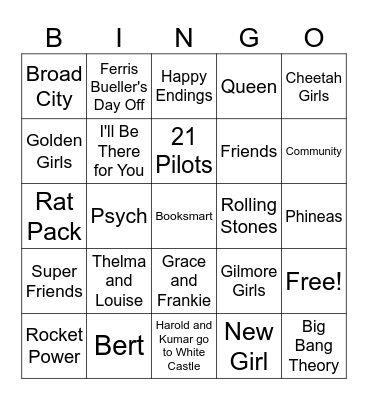 Friend Bingo (Fringo) Bingo Card