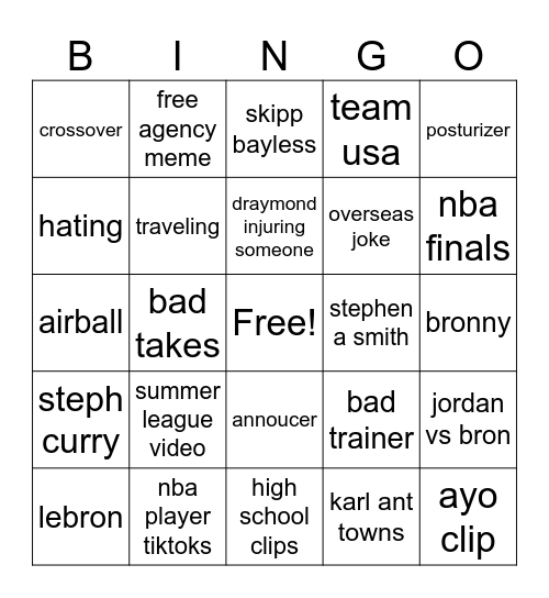 Nba Meme Bingo Card