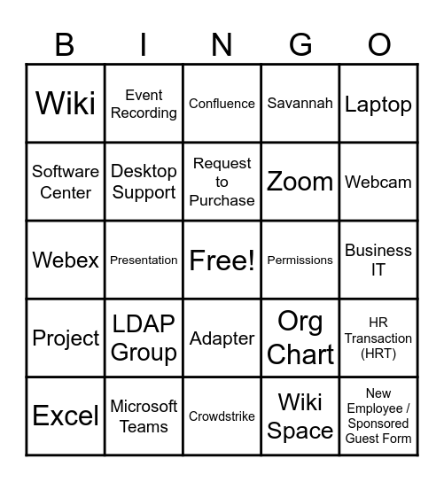 Business IT Bingo Card