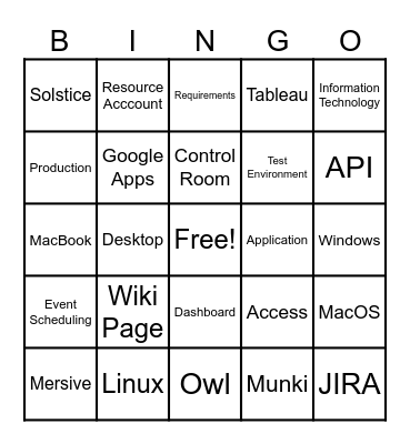 BUSINESS IT BINGO Card
