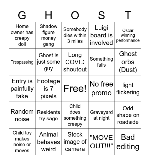 Jack Manifold ghost bingo Card