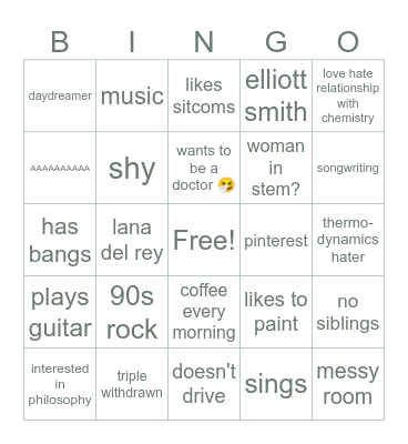 sophie bingo Card