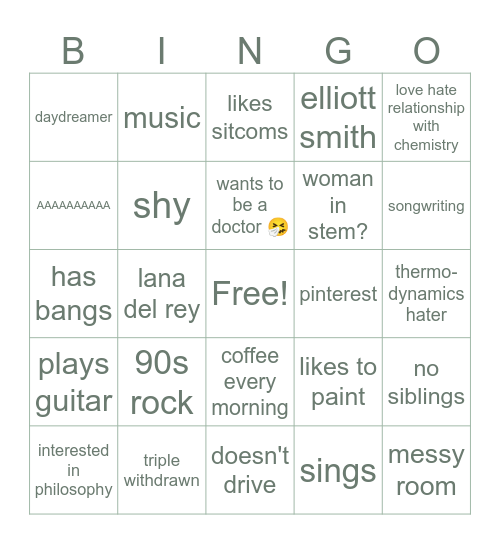 sophie bingo Card