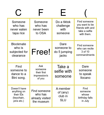 CONNECTION QUEST Bingo Card
