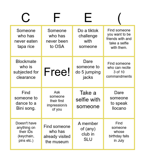 CONNECTION QUEST Bingo Card