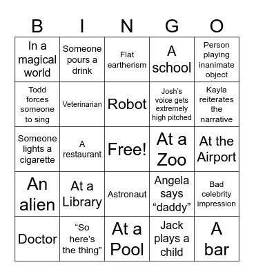 First Draft Improv July 2024 Bingo Card