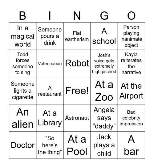 First Draft Improv July 2024 Bingo Card