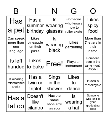 People Bingo Card