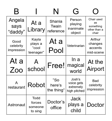 First Draft Improv July 2024! Bingo Card