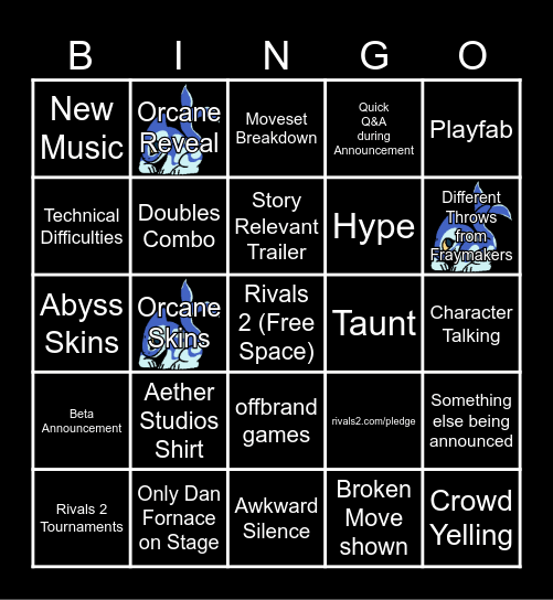 Rivals 2 Evo 2024 Announcement Bingo Card