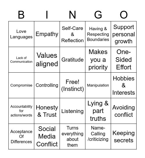 Connecting With Others Bingo Card