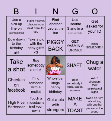 YASMIN'S BIRTHDAY BAR BINGO Card