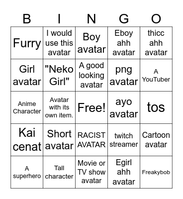 VRCHAT GENERATOR BINGO Card