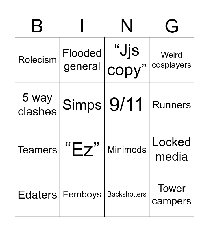 RR Predictions Bingo Card