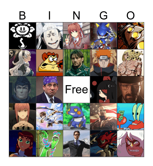 Favorite Character Bingo Card