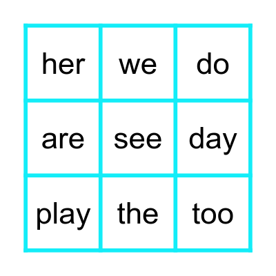 Heart Words 3 Bingo Card