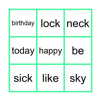 Heart Words 7 Bingo Card