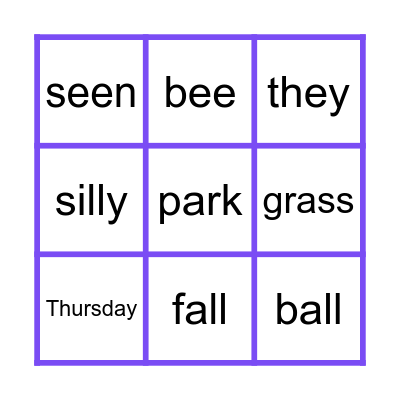 Heart Words 12 Bingo Card