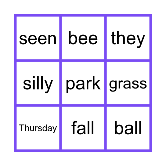 Heart Words 12 Bingo Card