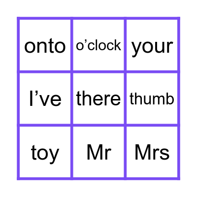 Heart Words 14 Bingo Card