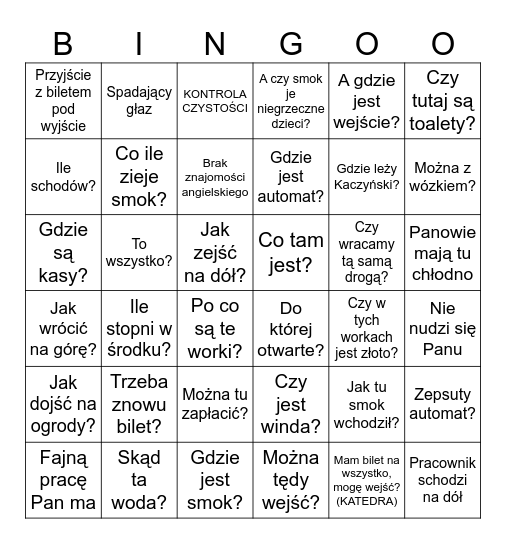 Co wydarzy się dzisiaj na Wawelu Bingo Card