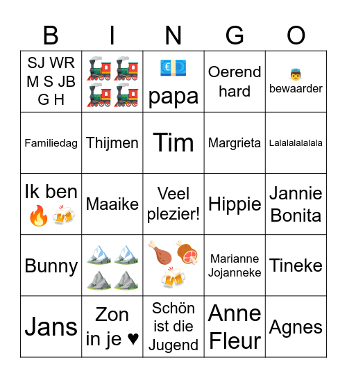 Familieparty Bingo Card