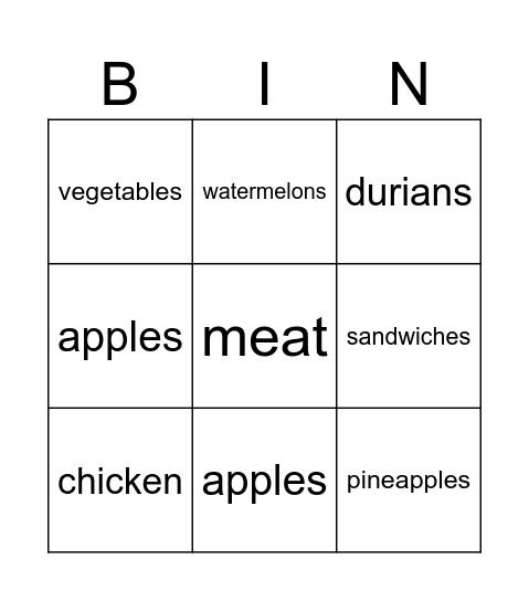 WHAT DO YOU LIKE? Bingo Card