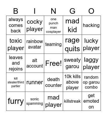 sbg bingo Card