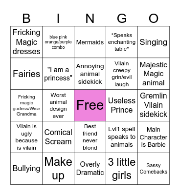 Barbie Movies Starter Pack Bingo Card
